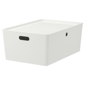 IKEA KUGGIS box with lid, white, 14 ½x21 ¼x8 ¼ in , IKEA Sale | 82174QTKS