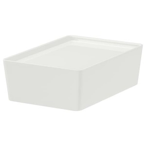 IKEA KUGGIS box with lid, white, 7x10 ¼x3 ¼ in , IKEA Sale | 52831SLWE