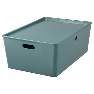 IKEA KUGGIS storage box with lid, turquoise, 14 ½x21 ¼x8 ¼ in , IKEA Sale | 98402LXSJ