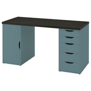 IKEA LAGKAPTEN / ALEX desk, black-brown/gray-turquoise, 55 1/8x23 5/8 in , IKEA Sale | 17658VUKC