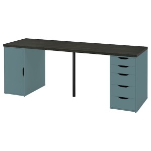 IKEA LAGKAPTEN / ALEX desk, black-brown/gray-turquoise, 78 3/4x23 5/8 in , IKEA Sale | 71642OTPU