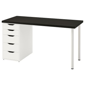 IKEA LAGKAPTEN / ALEX desk, black-brown/white, 55 1/8x23 5/8 in , IKEA Sale | 91785QTHK