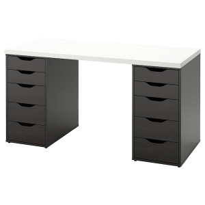 IKEA LAGKAPTEN / ALEX desk, white/black-brown, 55 1/8x23 5/8 in , IKEA Sale | 05263KSJQ