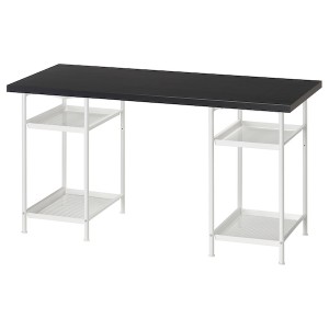 IKEA LAGKAPTEN / SPÄND desk, black-brown/white, 55 1/8x23 5/8 in , IKEA Sale | 23146JRVN