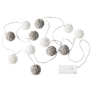 IKEA LIVSÅR LED string light with 12 lights, indoor, battery operated gray/white , IKEA Sale | 49683ZSGA