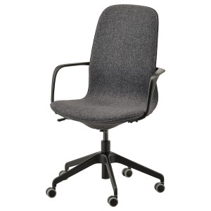 IKEA LÅNGFJÄLL conference chair with armrests, Gunnared dark gray/black , IKEA Sale | 92604LXIH