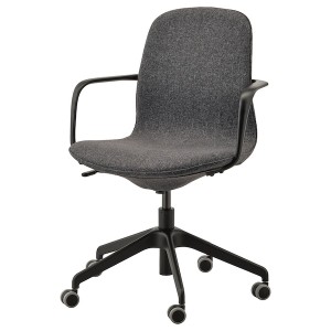 IKEA LÅNGFJÄLL conference chair with armrests, Gunnared dark gray/black , IKEA Sale | 60431VPZW