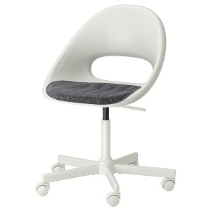 IKEA LOBERGET / MALSKÄR swivel chair + pad, white/dark gray , IKEA Sale | 36827VNIO