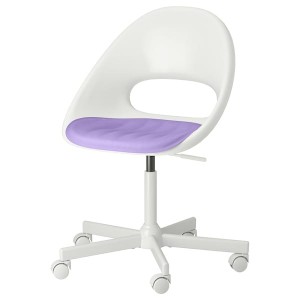 IKEA LOBERGET / MALSKÄR swivel chair + pad, white/lilac , IKEA Sale | 35867NGRS