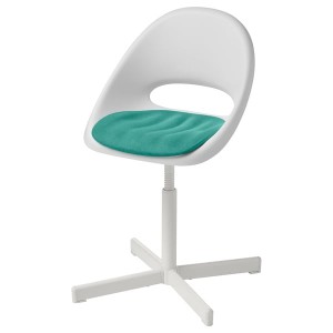 IKEA LOBERGET / SIBBEN children’s desk chair with pad, white/turquoise , IKEA Sale | 50972ETXZ