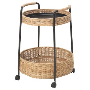 IKEA LUBBAN Serving cart with storage, rattan, anthracite , IKEA Sale | 62794DYGE