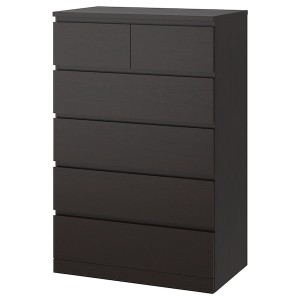 IKEA MALM 6-drawer chest, black-brown, 31 1/2x48 3/8 in , IKEA Sale | 68790JZCV