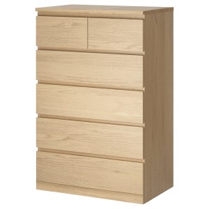 IKEA MALM 6-drawer chest, white stained/oak veneer, 31 1/2x48 3/8 in , IKEA Sale | 94326SRPQ