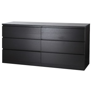 IKEA MALM 6-drawer dresser, black-brown, 63x30 3/4 in , IKEA Sale | 82934EQJP