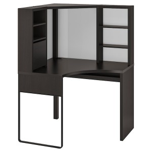 IKEA MICKE Corner workstation, black-brown, 39 3/8x55 7/8 in , IKEA Sale | 92045BQCI