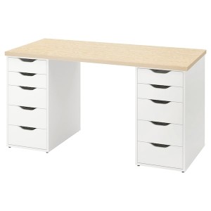 IKEA MITTCIRKEL / ALEX desk, lively pine effect white, 55 1/8x23 5/8 in , IKEA Sale | 67049INZY