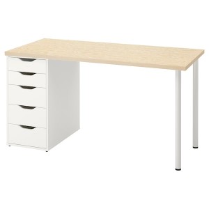 IKEA MITTCIRKEL / ALEX desk, lively pine effect/white, 55 1/8x23 5/8 in , IKEA Sale | 08524DOBF