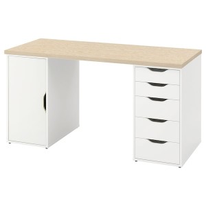 IKEA MITTCIRKEL / ALEX desk, lively pine effect/white, 55 1/8x23 5/8 in , IKEA Sale | 89623FVPU