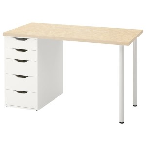 IKEA MITTCIRKEL / ALEX desk, lively pine effect/white, 47 1/4x23 5/8 in , IKEA Sale | 89026QIBL