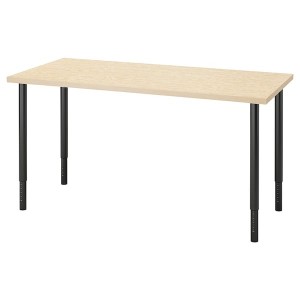 IKEA MITTCIRKEL / OLOV desk, lively pine effect/black, 55 1/8x23 5/8 in , IKEA Sale | 76532GWBD