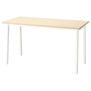 IKEA MITTZON conference table, birch veneer/white, 55 1/8x26 3/4x29 1/2 in , IKEA Sale | 93258TJVL