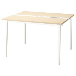 IKEA MITTZON conference table, birch veneer/white, 47 1/4x42 1/2x29 1/2 in , IKEA Sale | 60583IQKN