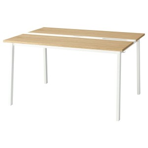 IKEA MITTZON conference table, oak veneer/white, 55 1/8x42 1/2x29 1/2 in , IKEA Sale | 49026TKUQ