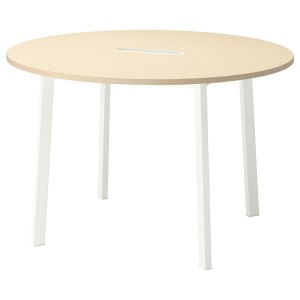 IKEA MITTZON conference table, round birch veneer/white, 47 1/4x29 1/2 in , IKEA Sale | 17940NUWR