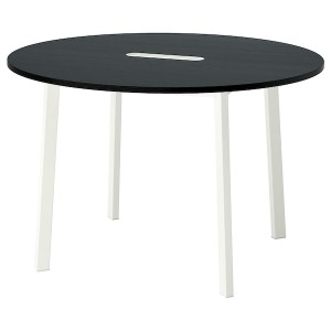 IKEA MITTZON conference table, round black stained ash veneer/white, 47 1/4x29 1/2 in , IKEA Sale | 79146ROFD