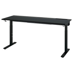 IKEA MITTZON desk, black stained ash veneer/black, 63x23 5/8 in , IKEA Sale | 43690XNKQ