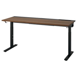 IKEA MITTZON desk, walnut veneer/black, 63x23 5/8 in , IKEA Sale | 47618QHKJ