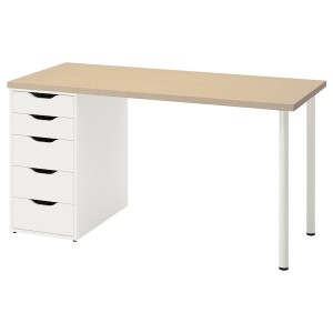 IKEA MÅLSKYTT / ALEX desk, birch/white, 55 1/8x23 5/8 in , IKEA Sale | 79568DOYP