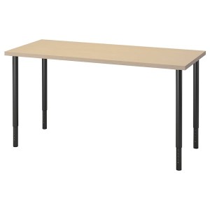 IKEA MÅLSKYTT / OLOV desk, birch/black, 55 1/8x23 5/8 in , IKEA Sale | 36852UNXV