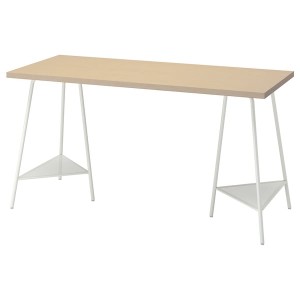 IKEA MÅLSKYTT / TILLSLAG desk, birch/white, 55 1/8x23 5/8 in , IKEA Sale | 09378SPXK