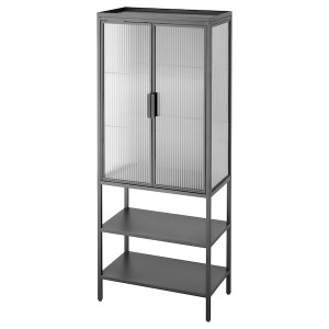 IKEA MOSSJÖN glass-door cabinet with 2 doors, anthracite, 23 5/8x13 3/8x57 1/2 in , IKEA Sale | 83026NBEF