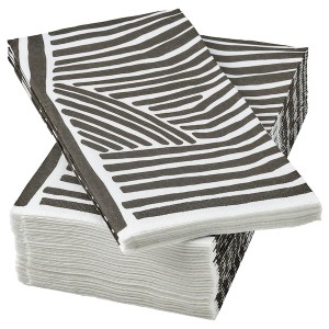 IKEA NÄBBFISK paper napkin, patterned white/black, 15x15 in, 30 pack , IKEA Sale | 57618KCVZ