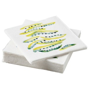 IKEA NÄBBFISK paper napkin, patterned yellow/green, 9 ½x9 ½ in, 30 pack , IKEA Sale | 20589MSYI