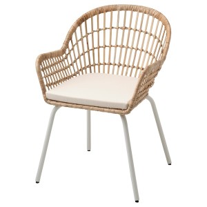 IKEA NILSOVE / NORNA chair with chair pad, rattan white/Laila natural , IKEA Sale | 69247NQCR