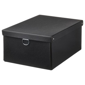 IKEA NIMM storage box with lid, black, 9 ¾x13 ¾x6 in , IKEA Sale | 76513KTSZ