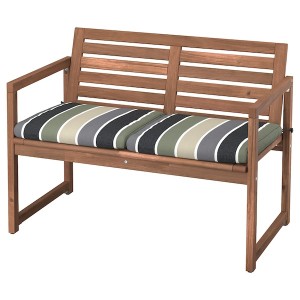 IKEA NÄMMARÖ bench with backrest, outdoor, light brown stained/Frösön/Duvholmen stripe pattern , IKEA Sale | 26839QWEK