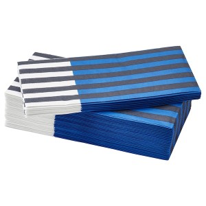 IKEA PALPFJÄRIL paper napkin, stripe blue/black/white, 15x15 in, 30 pack , IKEA Sale | 50968UTRS