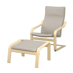 IKEA POÄNG armchair and ottoman, birch veneer/Knisa light beige , IKEA Sale | 10759NBMX