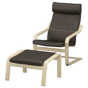 IKEA POÄNG armchair and ottoman, birch veneer/Glose dark brown , IKEA Sale | 45903SMHJ