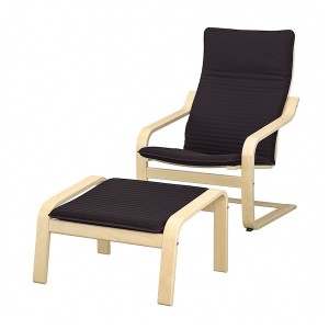 IKEA POÄNG armchair and ottoman, birch veneer/Knisa black , IKEA Sale | 56724ZWFO