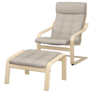 IKEA POÄNG armchair and ottoman, birch veneer/Gunnared beige , IKEA Sale | 84130PQTW