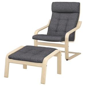 IKEA POÄNG armchair and ottoman, birch veneer/Gunnared dark gray , IKEA Sale | 21860HSKU