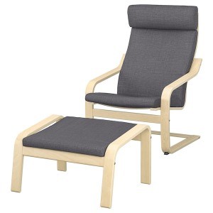 IKEA POÄNG armchair and ottoman, birch veneer/Skiftebo dark gray , IKEA Sale | 78615XBAT