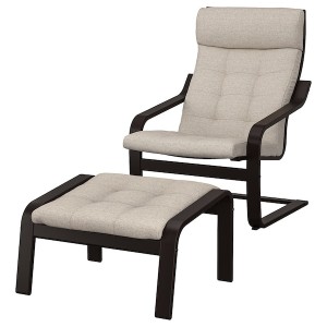 IKEA POÄNG armchair and ottoman, black-brown/Gunnared beige , IKEA Sale | 89015HQBS