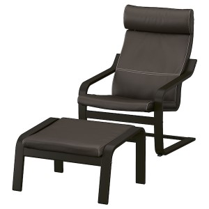 IKEA POÄNG armchair and ottoman, black-brown/Glose dark brown , IKEA Sale | 04823HBDA