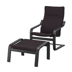 IKEA POÄNG armchair and ottoman, black-brown/Knisa black , IKEA Sale | 48503KPMI